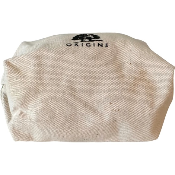 Origins Beige Canvas Cosmetic Makeup Toiletries Zip Travel Pouch Bag - Picture 6 of 11